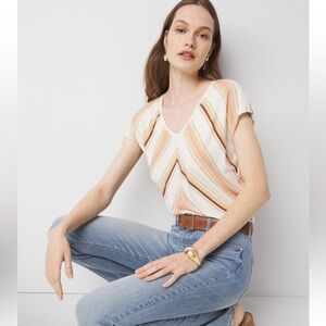 NWT White House black market Striped V-Neck Women Top